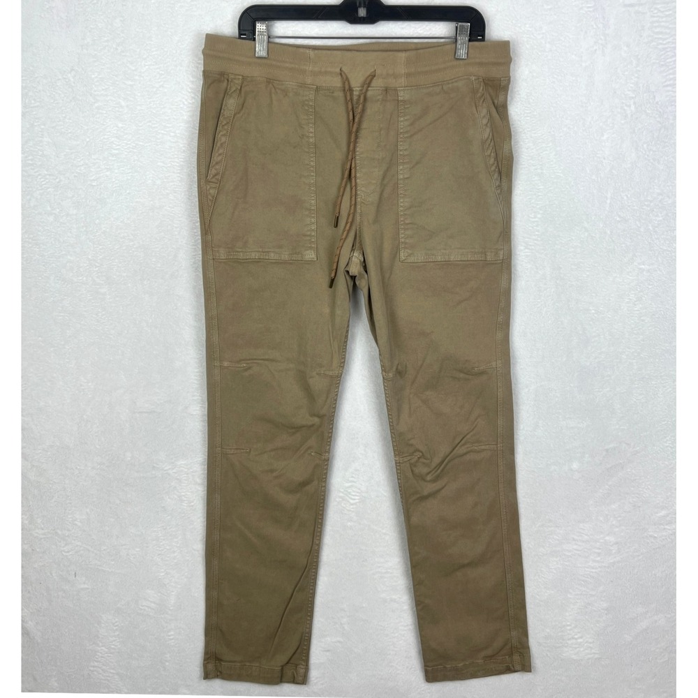 Faherty Traveler Pants Mens Large Beige Sand Drawstring Straight Elastic Waist
